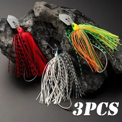 Señuelos de Pesca de 3 piezas, cebo de Metal de hoja de 94mm y 9g con falda de goma, Artificial, Wobbler, Buzzbait, Jigging, Spinner