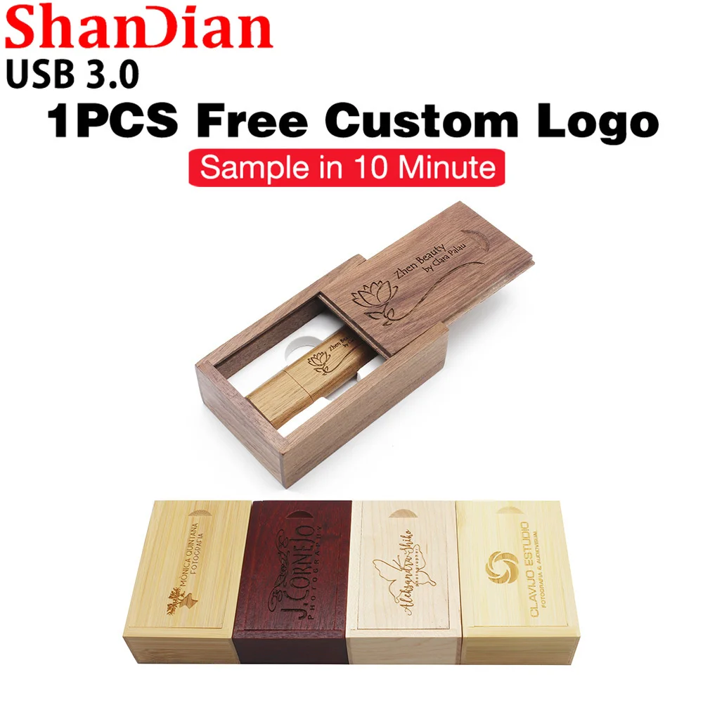 

SHANDIAN Free Custom LOGO USB 3.0 64GB U Disk 32GB Wooden Flash Drive 16GB Pen Drives 8GB Memory Stick Pendrive Wedding Gifts