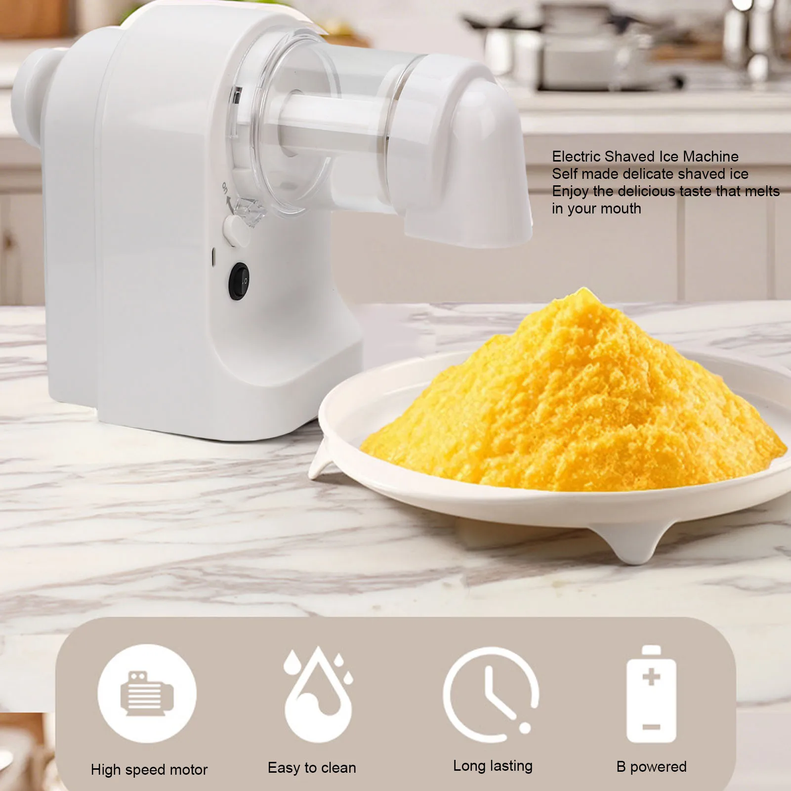 Máquina Eléctrica para Hacer Hielo Picado, con Alimentación USB, Silenciosa, para Conos de Nieve, Bebidas en Casa y Fiestas