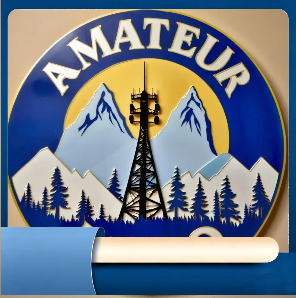 Plaque murale en métal vintage pour radioamateur - Décoration en fer bleu et blanc de style ancien |   Imperméable et facile à installer |   Suita
