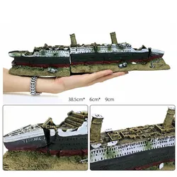 1pc Reative Fish Tank Scenery of the Titanic Sink Titanic Pirate Sunken Ship Carrier Mi