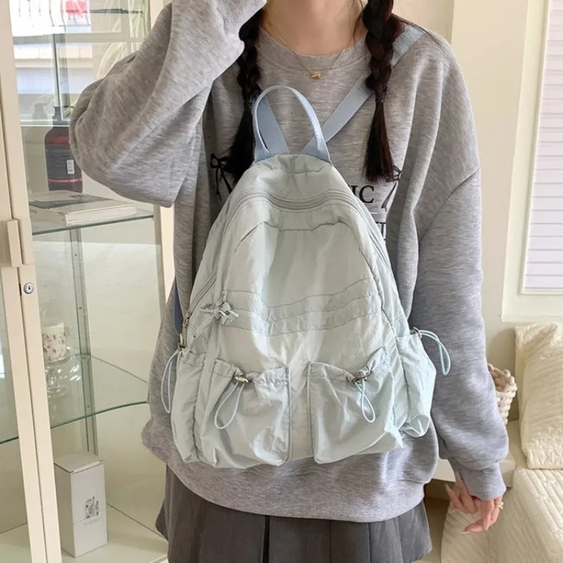 Richme Casual Women Backpacks Fashion Light Solid Nylon All-match Bags Female Harajuku Daily Outgoing Soft Commute Bolso Mujer