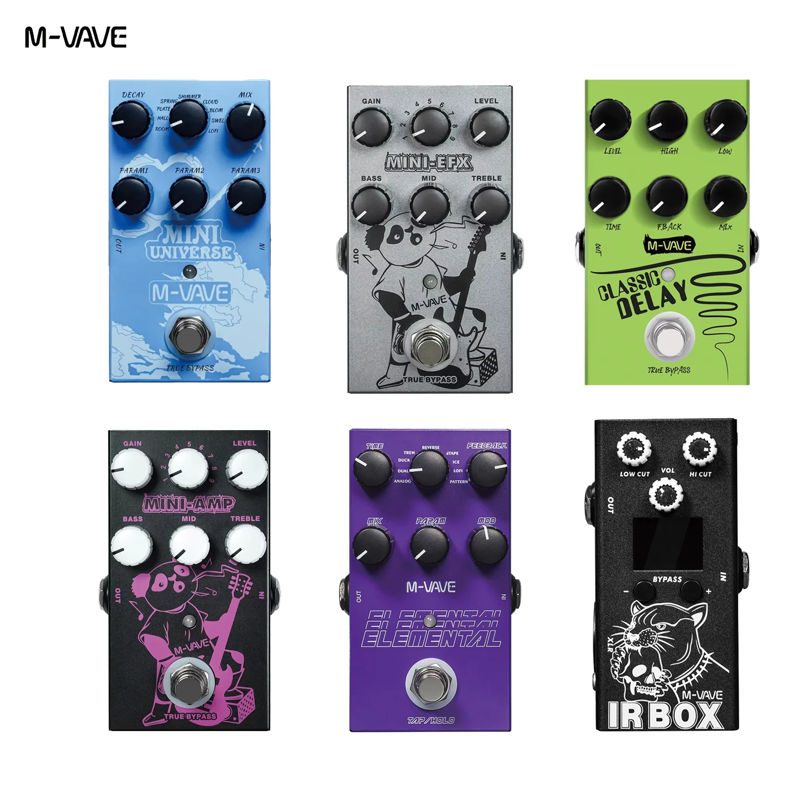 M-VAVE Elemental Digital Delay Pedal,9 Classic Amp Effects, 3-Band EQ & True Bypass