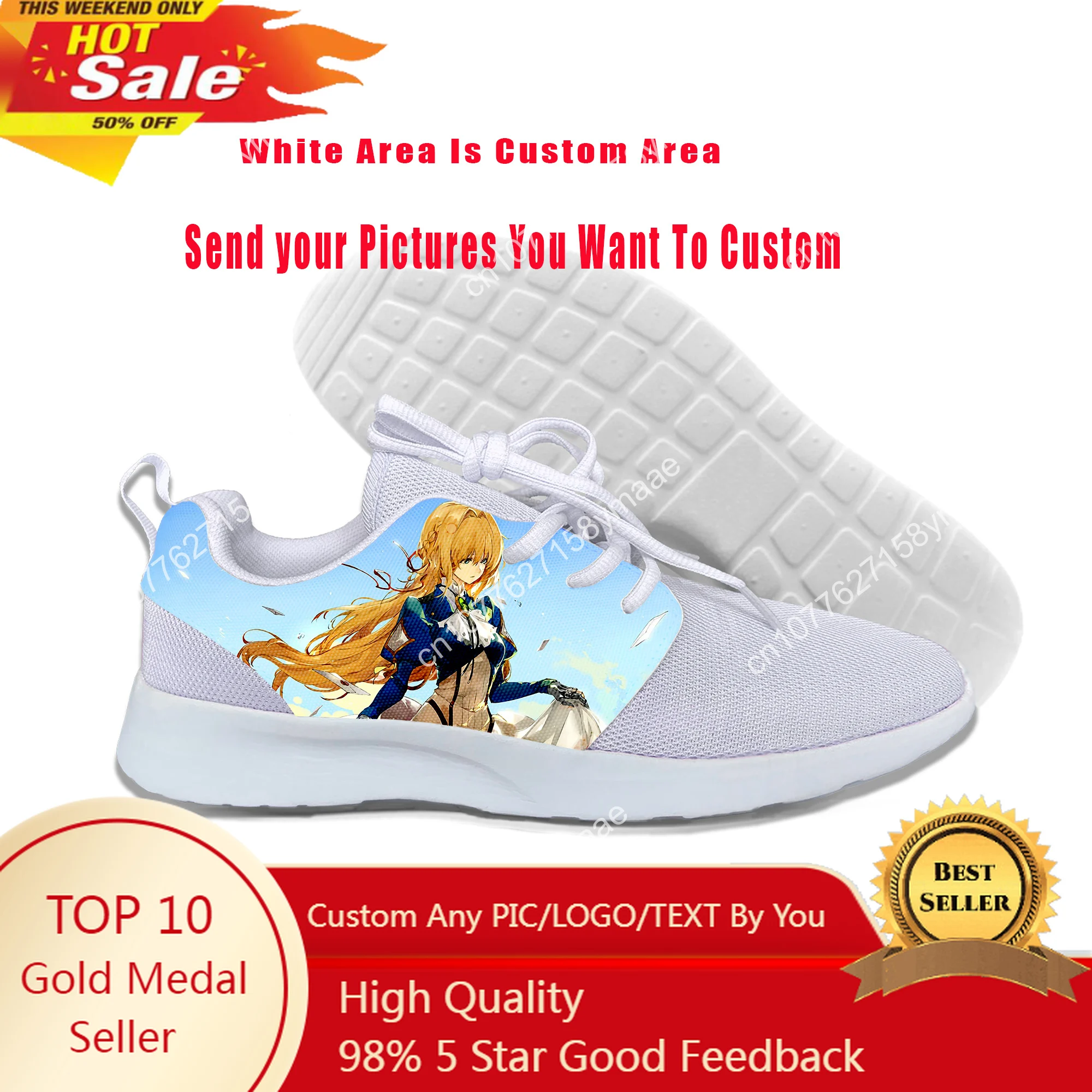 

Hot Cool Women Men Anime Violet Evergarden Kwaii Shoes Summer Lightweight Casual Sports Shoes Classic Sneakers Fashion Shoes