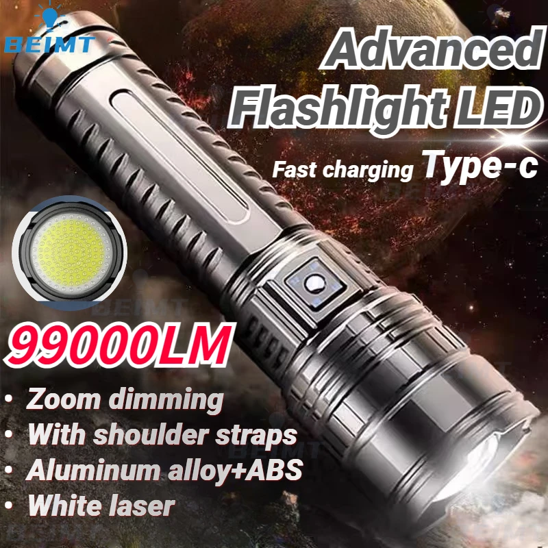 

9900000LM Ultra Bright Torch Built-in Battery Flash Light Emergency Spotlights 5km 1500W Most Powerful Led Flashlights Tactical