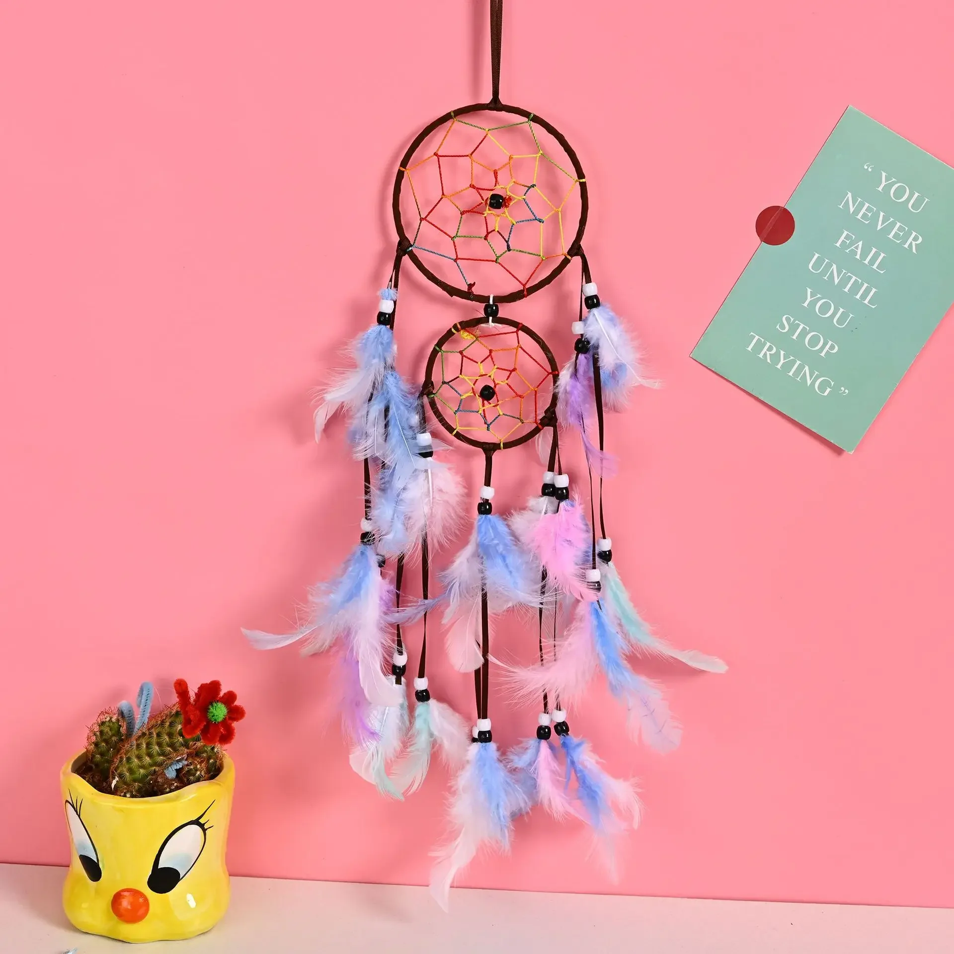 Dream Catcher Room Decor Feather Weaving Catching Up The Dream Angle Dreamcatcher Wind Chimes Indian Style Religious Mascot