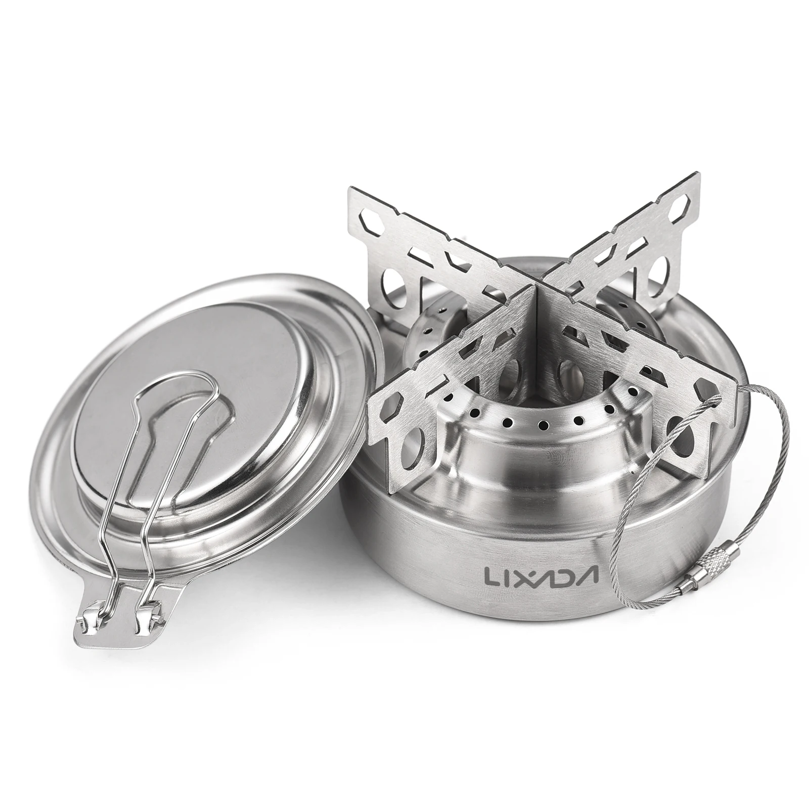 LIXADA Alcohol Stove with Cover/Cross Stand Ultralight Small Stainless Steel Stoves Outdoors for Camping Hiking Backpacking