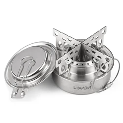 LIXADA Alcohol Stove with Cover/Cross Stand Ultralight Small Stainless Steel Stoves Outdoors for Camping Hiking Backpacking