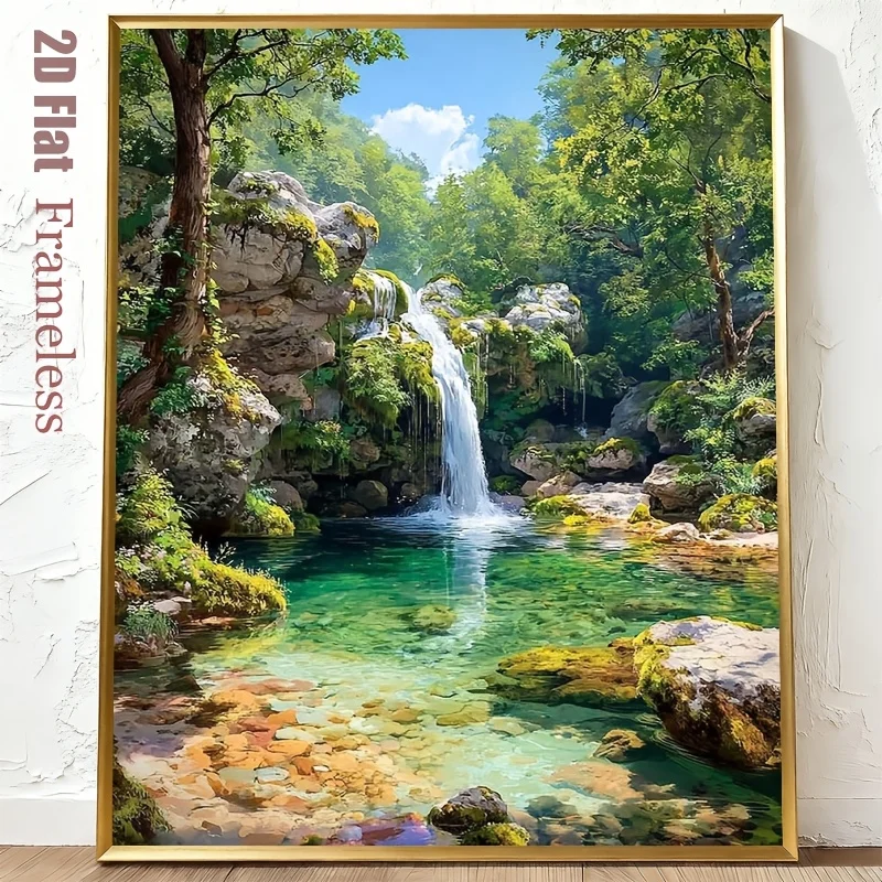 Professional Art Use 2D Flat, 1 Set DIY Digital Oil Painting Kit for Beginners and Adults, Includes Acrylic Paints, Canvas, 3