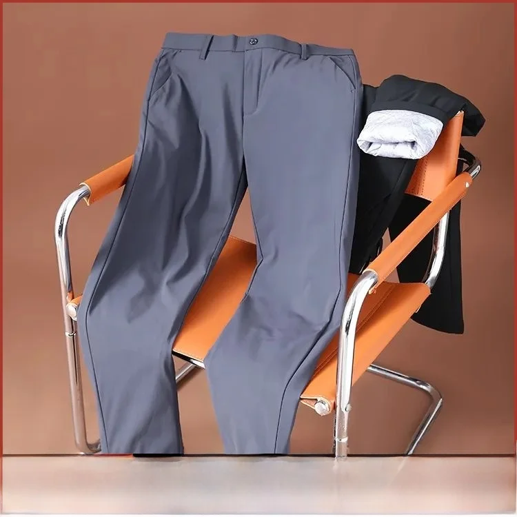 

Мужские теплые повседневные брюки из импортной ткани на гусином пуху, длинные брюки, модные однотонные брюки