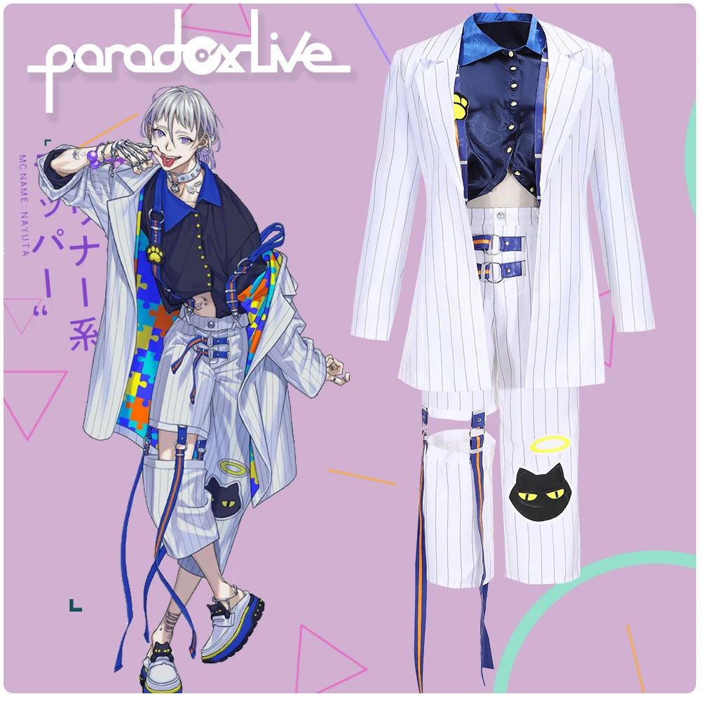 Costume de Cosplay de Ryu Natsume pour Homme et Femme, Uniforme Blanc, Chemise d'Halloween, Animé Paradox Live The Cat Whiskers(TCW)