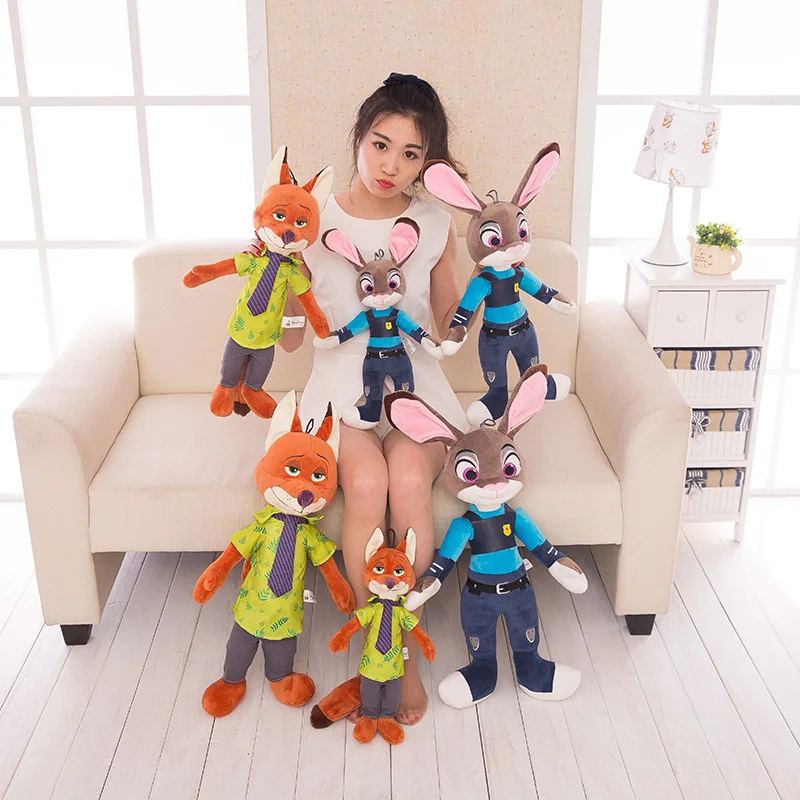 40-60cm Disney Zootopia Plush Fox Nick Toy Rabbit Judy Doll Stuff Plush Cute Cartoon Doll Children\'s Birthday Gift