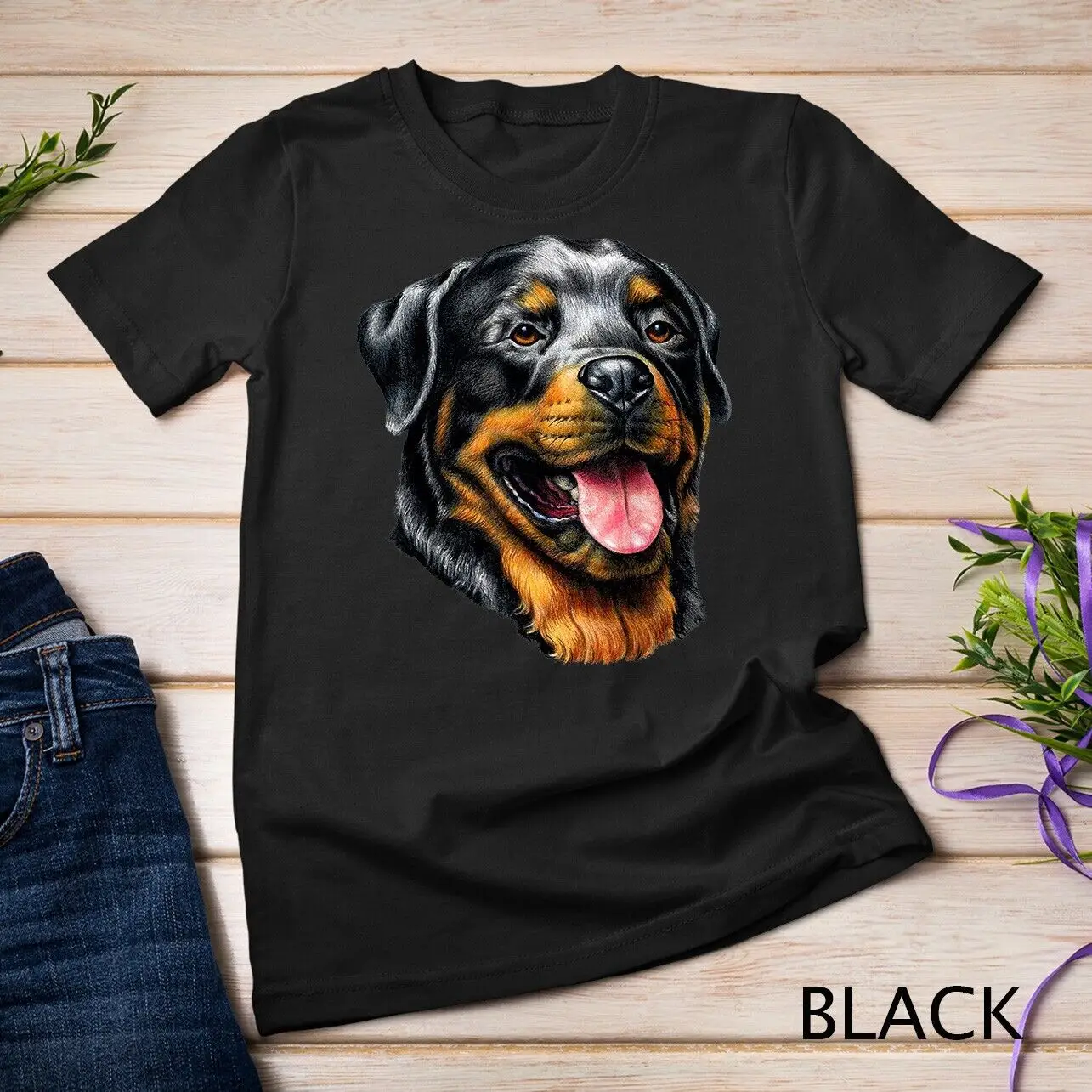 

Футболка с портретом лица и акварельной живописью Rott Cool Rottweiler