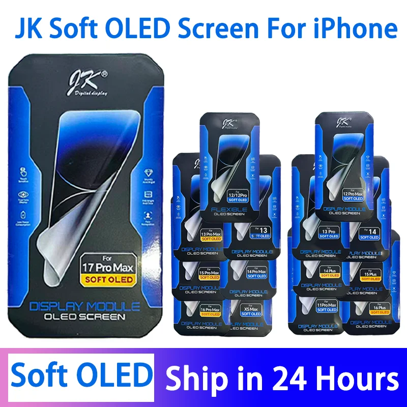 OLED JK Soft LCD Display For iPhone XS 11 12 13 14 15 16 17 Plus Pro Max Pantalla Touch Screen Digitizer Assembly Replacement