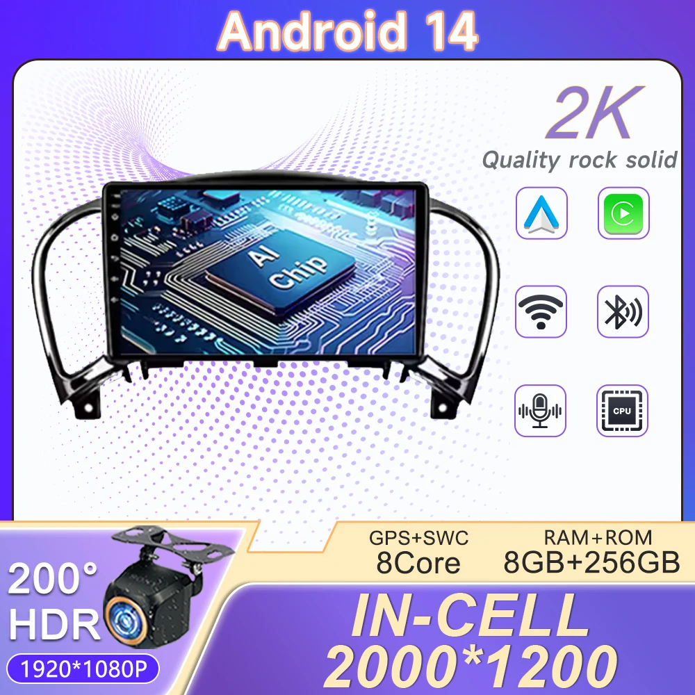 

Android 14 For Nissan Juke 2010 - 2014 Auto Radio Multimedia Player Screen Navigation GPS No 2din DVD Stereo Radio Vehicle GPS