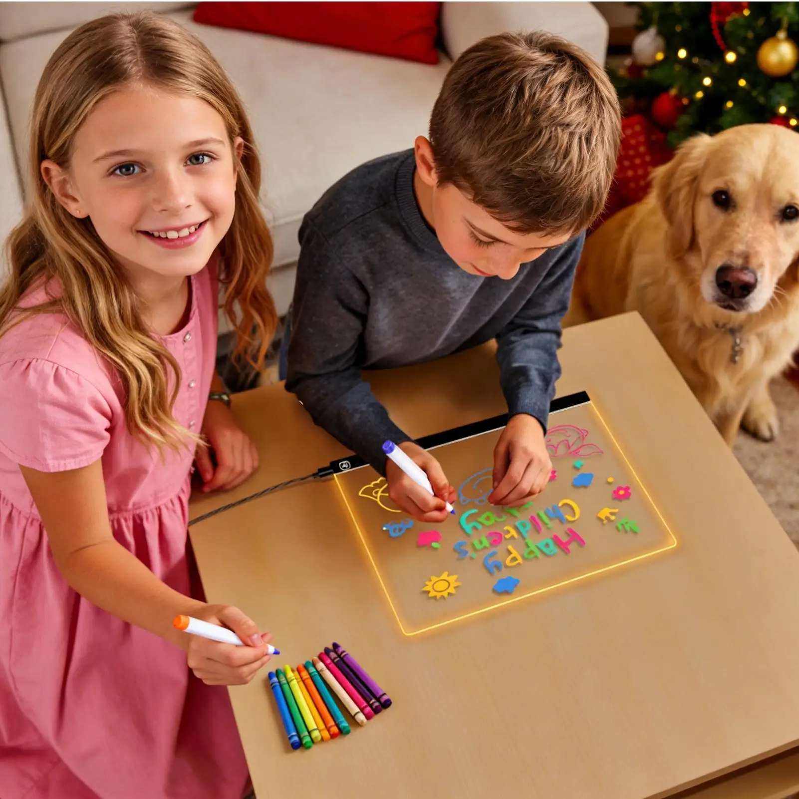 Led-tekentafel Droog wissen Kleurrijke schrijfbenodigdheden Led-lichtbord voor kinderen Nachtlampje Thuiskantoren Schoolvakantie Kunst