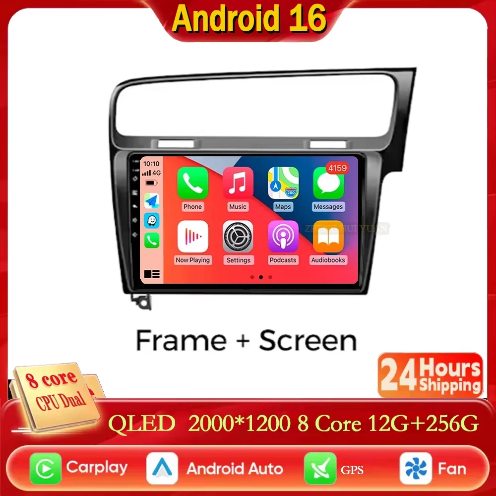 Android 16 Autoradio für Volkswagen VW Golf 7 MK7 RHD 2012 - 2021 Stereo GPS Navigation Multimedia Player Wireless CarPlay