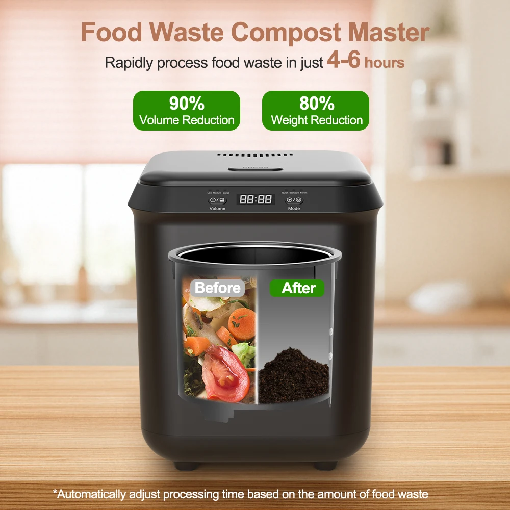 2026 New Fully Automatic Kitchen Organic Food Waste Ingredient Recycling Composter Smart Home Electric Food Waste Composter