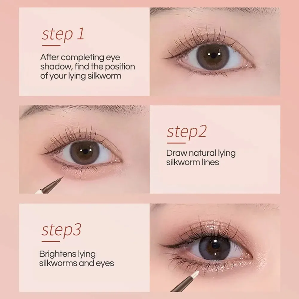 Matita per baco da seta a doppia estremità GECOMO con trucco per ombretto luccicante per Eyeliner da 0.01mm