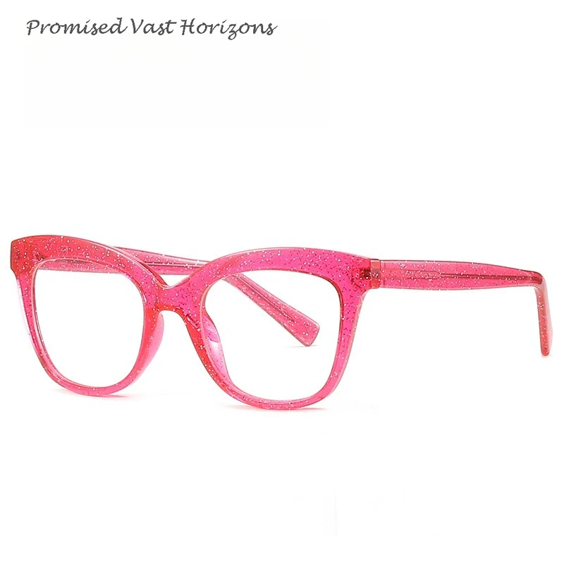 

Frame Glasses Fashion Glitter Tr90 Glasses CP Spring Pin Anti-blue Flat Mirror Women