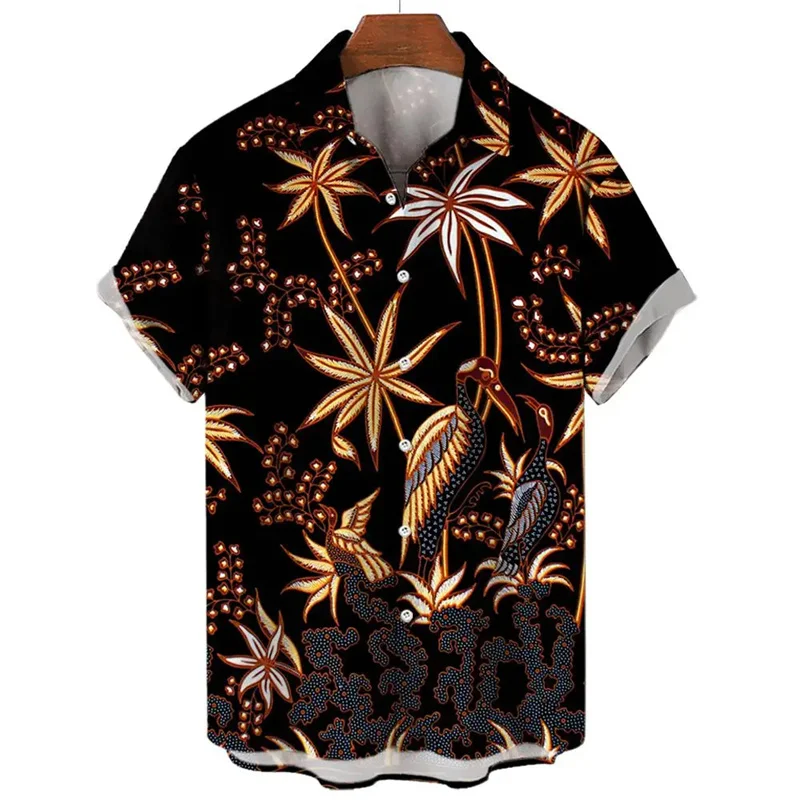 Retro 3d Muslim Print Shirt Vintage Flower Pattern Beach Party Blouse Loose Oversized Street Shirts Harajuku Tops Male Clothing