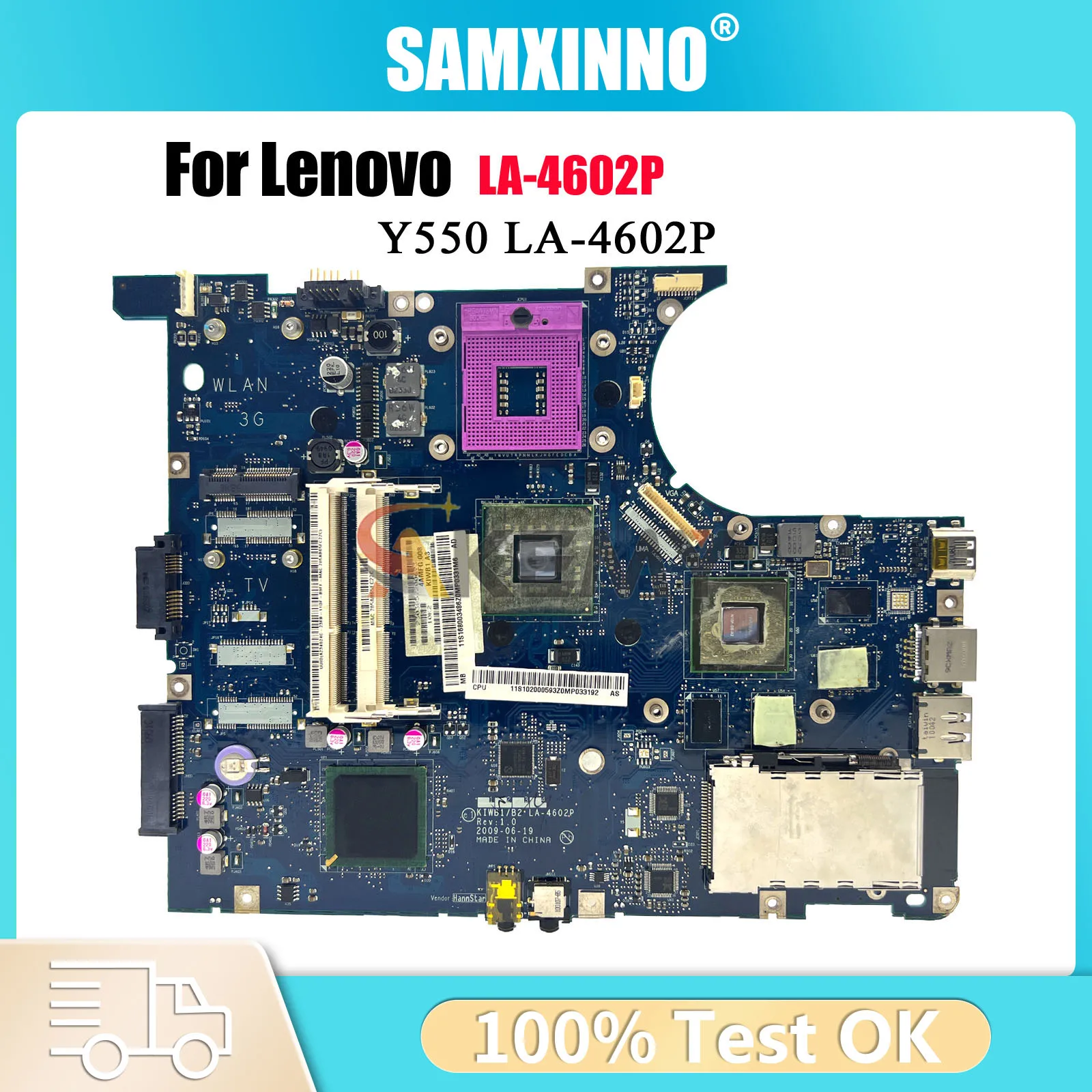 

Материнская плата для ноутбука Lenovo Ideapad Y550 LA-4602P с DDR3 GT240M 1 ГБ PM45, 100% полностью протестирована