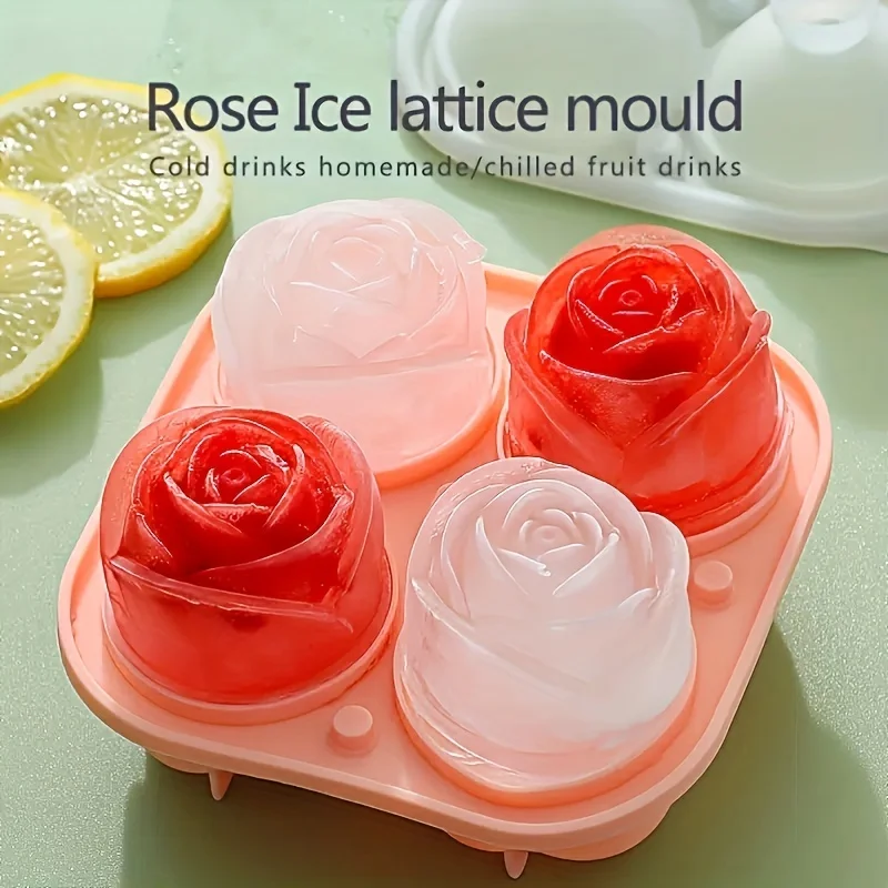 1pc Whiskey Ice Ball Shaped Rose Flower Silicone Ice Tray - Perfect for Home-Made Ice Cubes and Cocktails