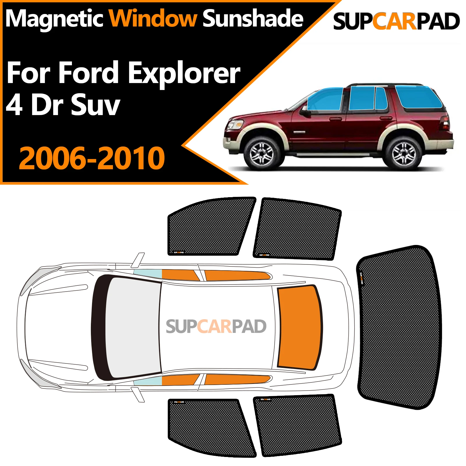 

Солнцезащитный козырек на окно автомобиля на заказ для Ford Explorer 4 Dr Suv 2006-2010, магнитная занавеска, сетчатая передняя занавеска на лобовое стекло