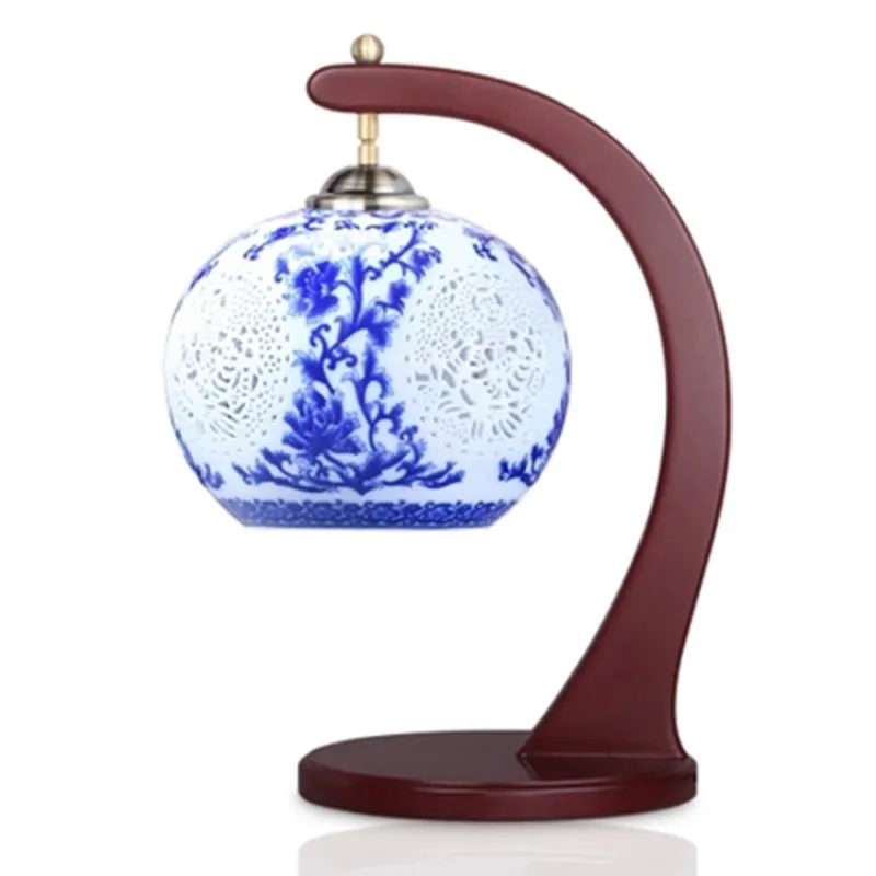 

Chinese ceramic creative bedroom bedside table lamp, living room study led decorative table lighting