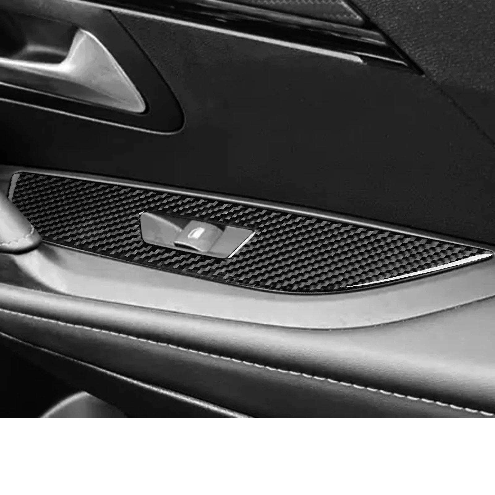

For Peugeot 208 e-208 2020-2025 Carbon Fiber Door Window Lift Button Control Panel Cover Trim Car Accessories Decoration Sticker