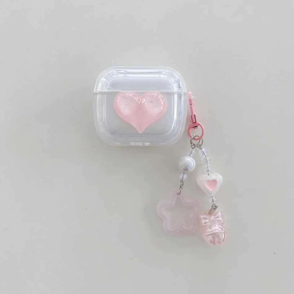 SFor AirPods Pro 2 3 حافظة فاخرة شفافة لطيفة مع سلسلة من السيليكون لحماية سماعات الأذن airpods2 غطاء هاتف airpod3