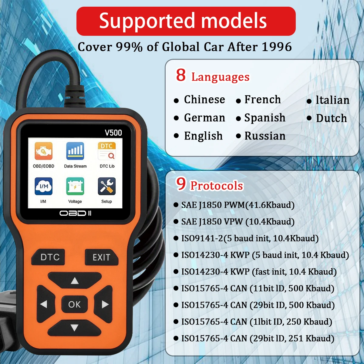 Car OBD2 Scanner Diagnostic Tool Code Reader, Car Voltage Tester Engine Fault Code Scanner, Charging Tester Diagnostic Tool V500