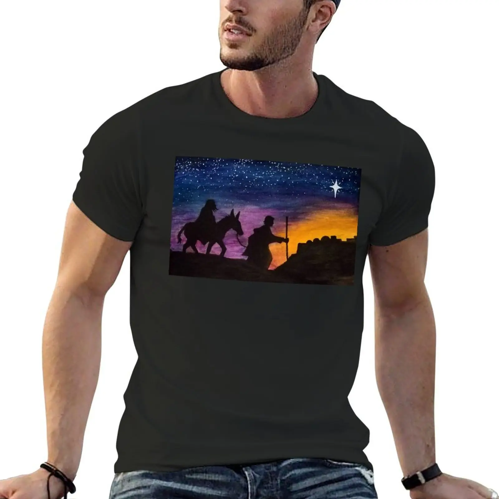 Camiseta de viaje a Belén para hombre, camisa de manga corta con estampado de animales funnys, diseño liso