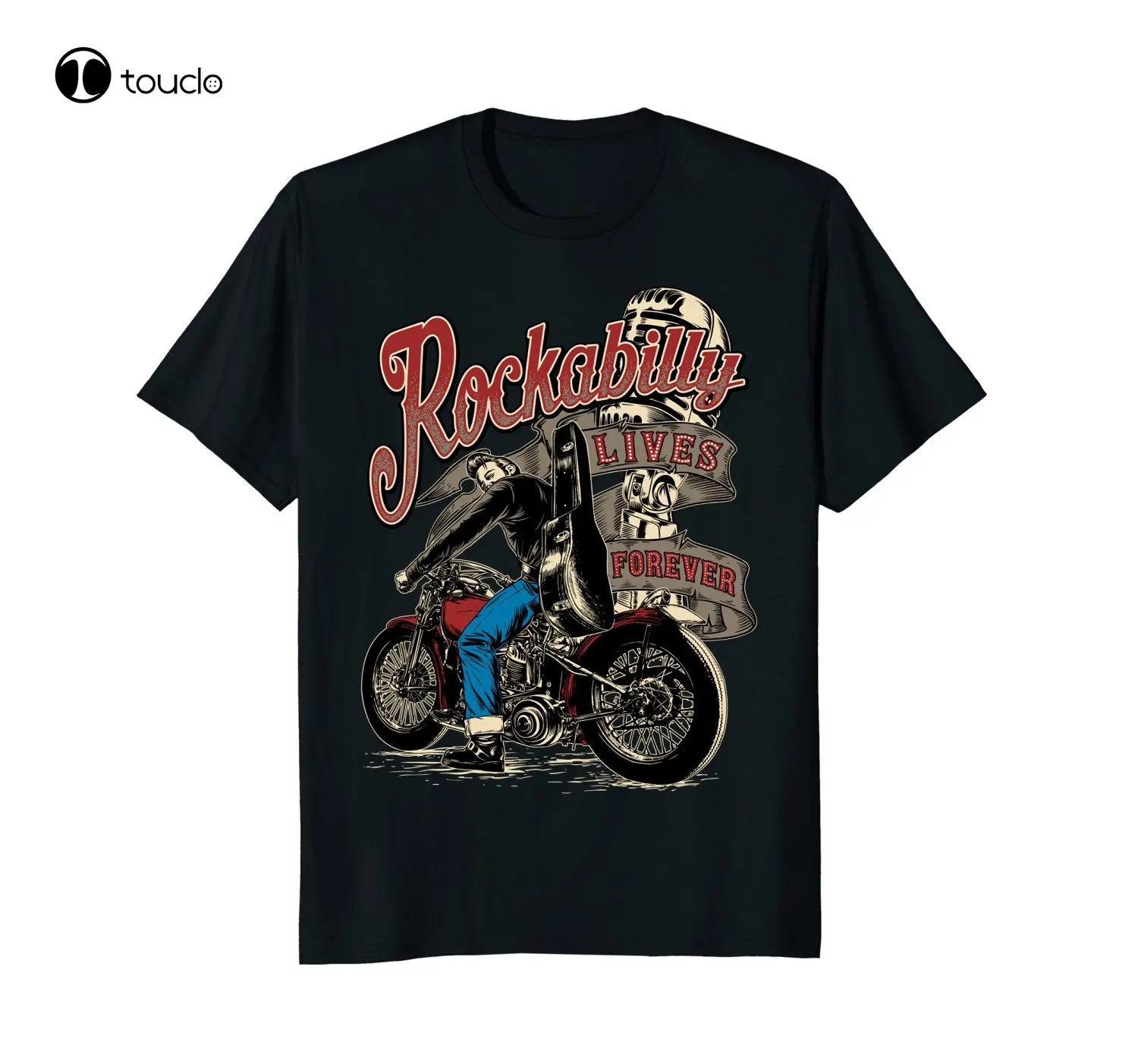 

Tops Cool T Shirt Biker Shirt Rockabilly Lives Forever - Custom Motorcycle O-Neck Tshirt Homme Fashion Tshirt Summer Xs-5Xl