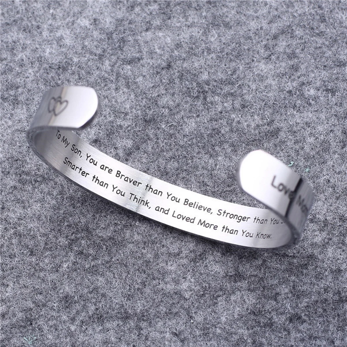 

Titanium Steel Bracelet 10mm Opening Design Durable Lightweight My Son Letter Engraved Personalized Gift for Son Daily Life