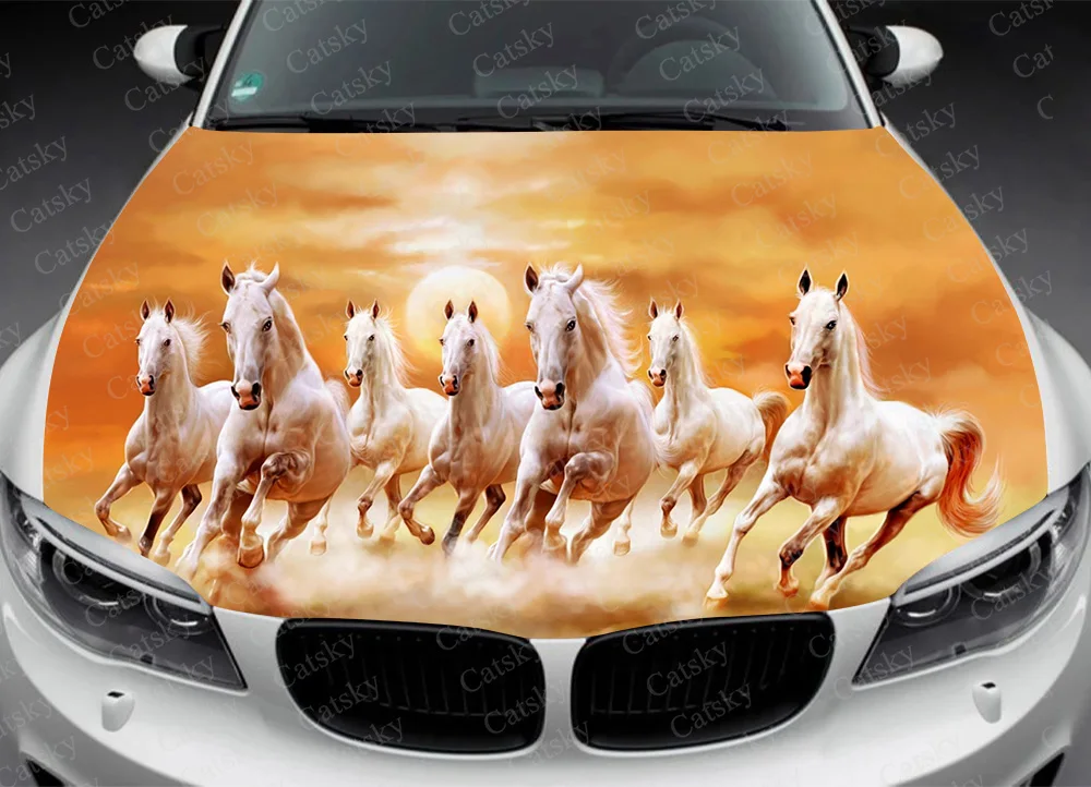 Fantasy Horse In The Moonlight Car Hood Decal, Sticker, Graphic, Wrap Decal, Truck Decal,Truck Graphic, Aminal Bonnet Decal