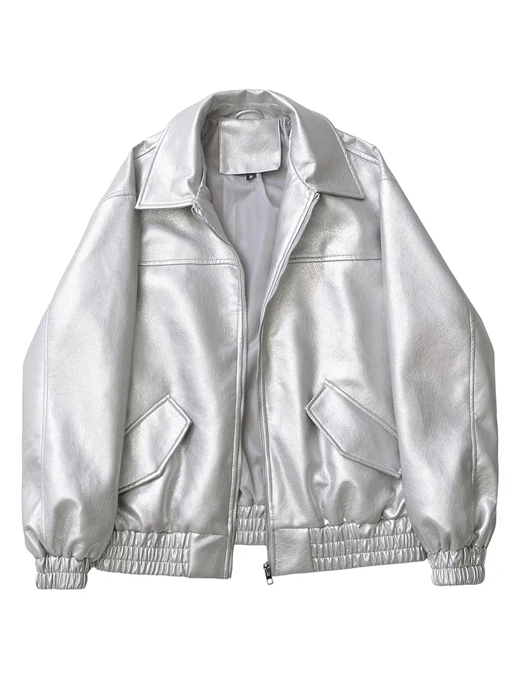 Streetwear Women Retro Loose Short Pu Faux Leather Jacket Spring Autumn Female Zipper Coat Vintage Moto Biker Outwear 2025