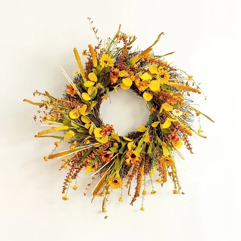 

Round Fall Wreaths for Harvest festival Thankgiving Day Autumn wreath for door christmas decor for front door pendant room decor