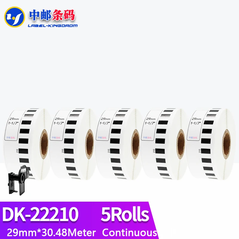 

5 сменных рулонов, универсальная этикетка DK-22210, 29 мм * 30,48 м, непрерывная, совместимая с термопринтером Brother, белая бумага DK22210 DK-2210