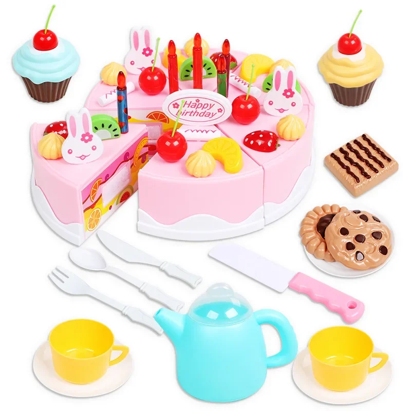 75pcs/set High Quality Can cut the birthday cake Dessert biscuit ice cream Candle Play house Interactive Toy baby best gift