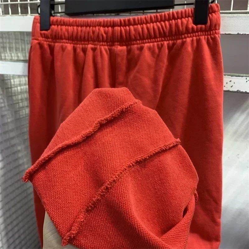 Y2K Red Flare Mulheres Calças Puro Algodão Logotipo Impressão Jogger Cordão Sweatpants Oversized Men Tracksuit Set