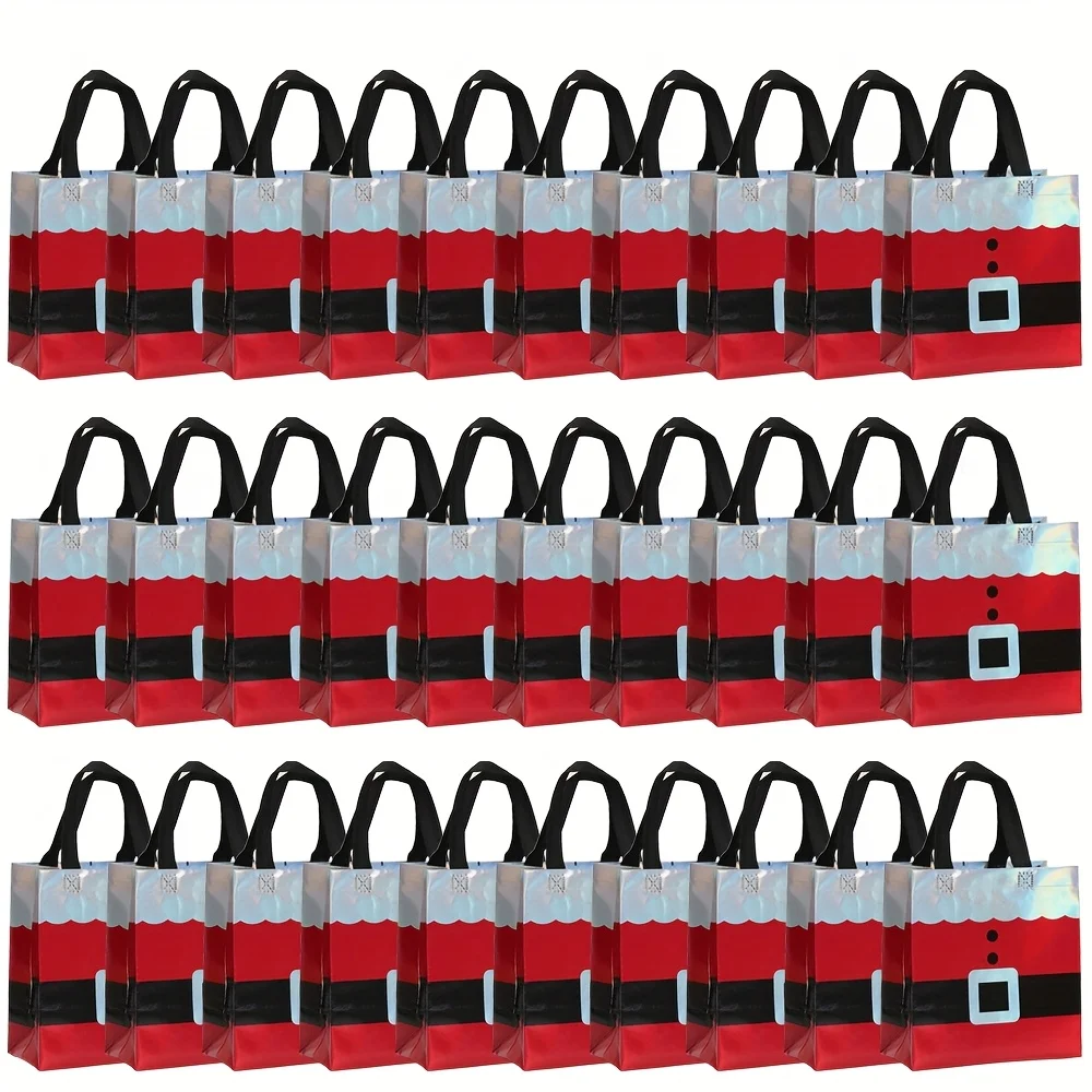 10/30 Sets of Holiday Christmas Gift Bags with Handles, for Carrying at Parties, and Shopping Packaging, Suitable for Birthdays