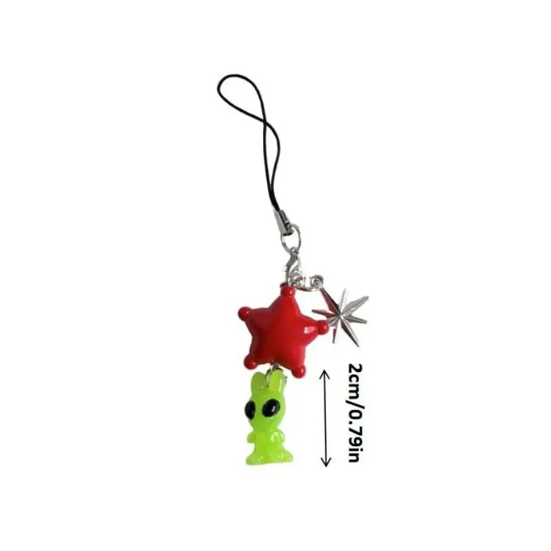 Niedlicher Alien-Schlüsselanhänger mit großen Augen, Handy-Lanyard, Taschenanhänger, Anhänger für Rucksäcke und Handtaschen, Partygeschenk, kreativer kleiner Anhänger – Detail 1