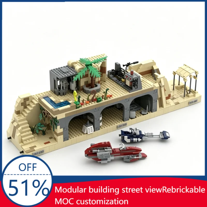 

1661PCS MOC War Series Rebel Headquarters Desert Outpost Diorama With Speeder Bikes Custom Building Blocks DIY Educational Toys