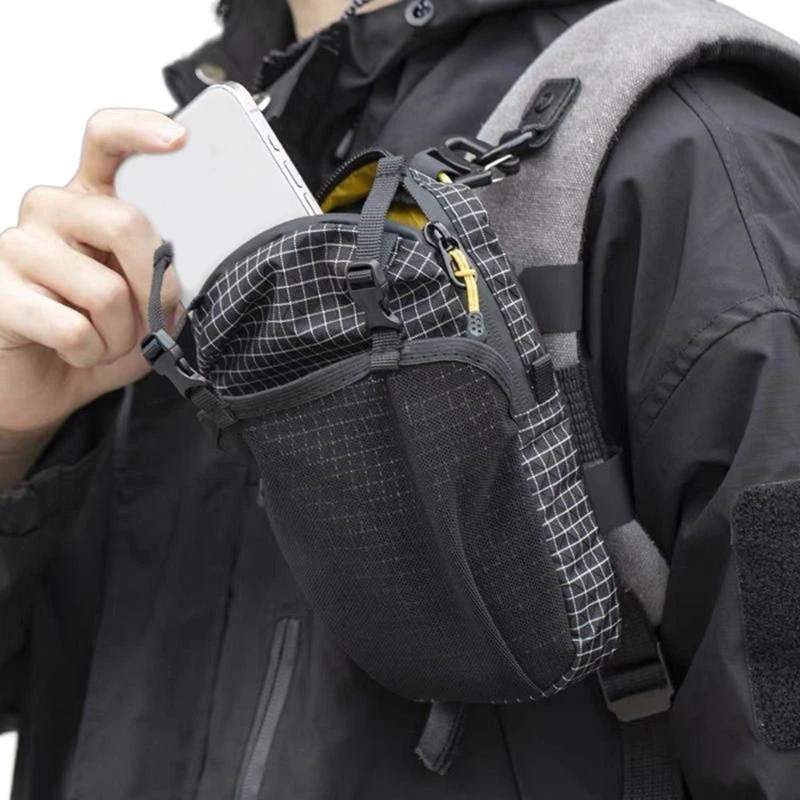 Ripstop Waterproof Nylon Water Bottle Pouch with Phone Pocket Multi-functional Holder for Hiking Camping Daily Commute