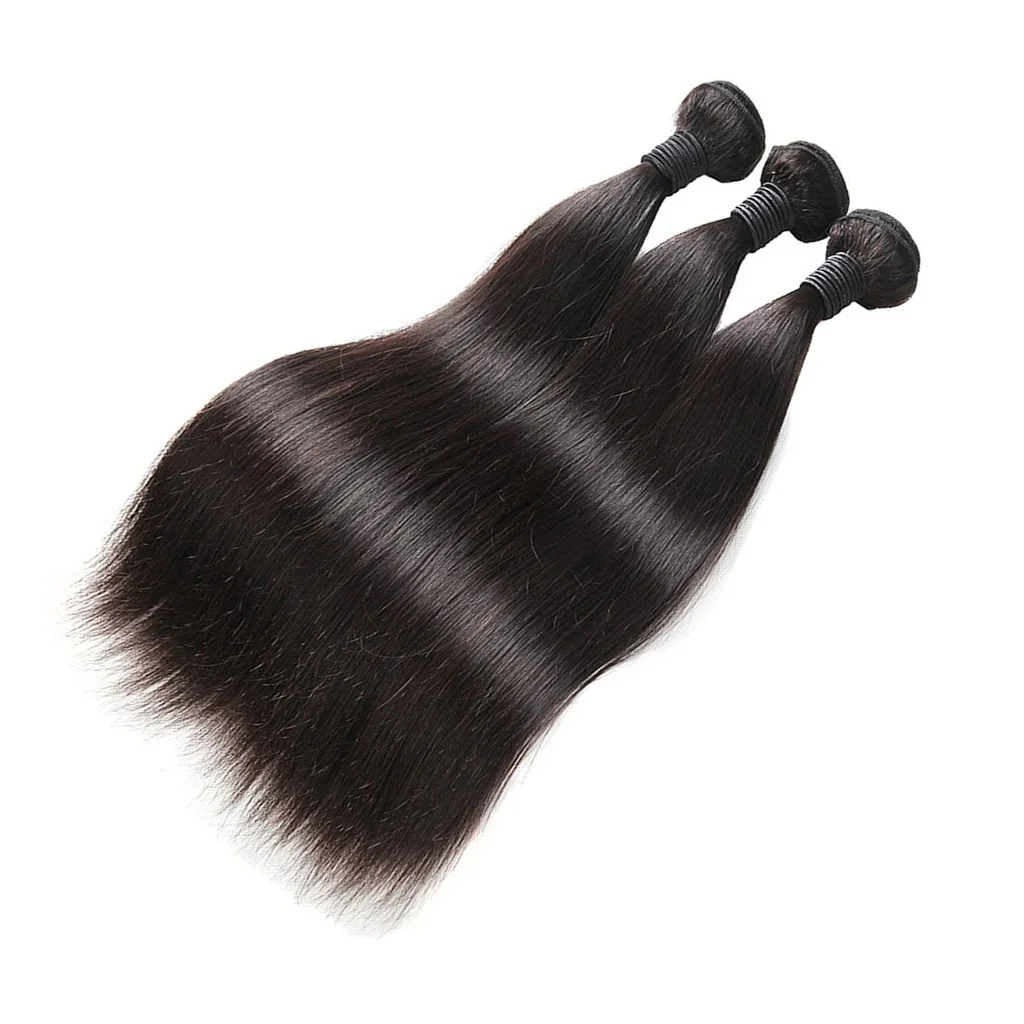 Natural Brazilian Virgin Human Hair Bundles 40 42 Inch Long Straight Style 1 3 4 Pieces Hair Extensions Double Weft Wet And Wavy Durable Hair Weave