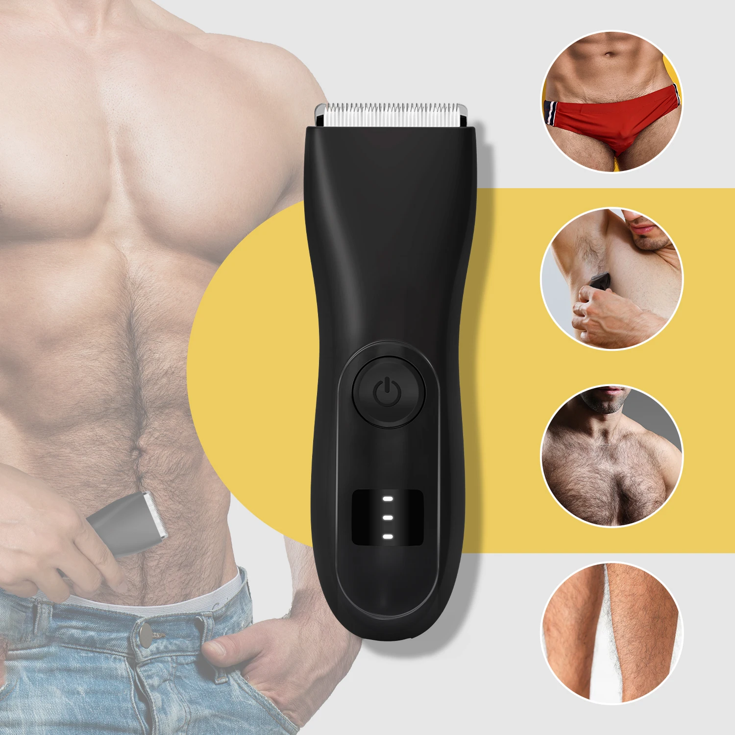 Elektrischer Körperhaarschneider für Männer Wasserdichter Intimrasierer Wiederaufladbarer Trimmer für Schamhaar & Achselhöhle Ganzkörper-Rasur – Detail 13
