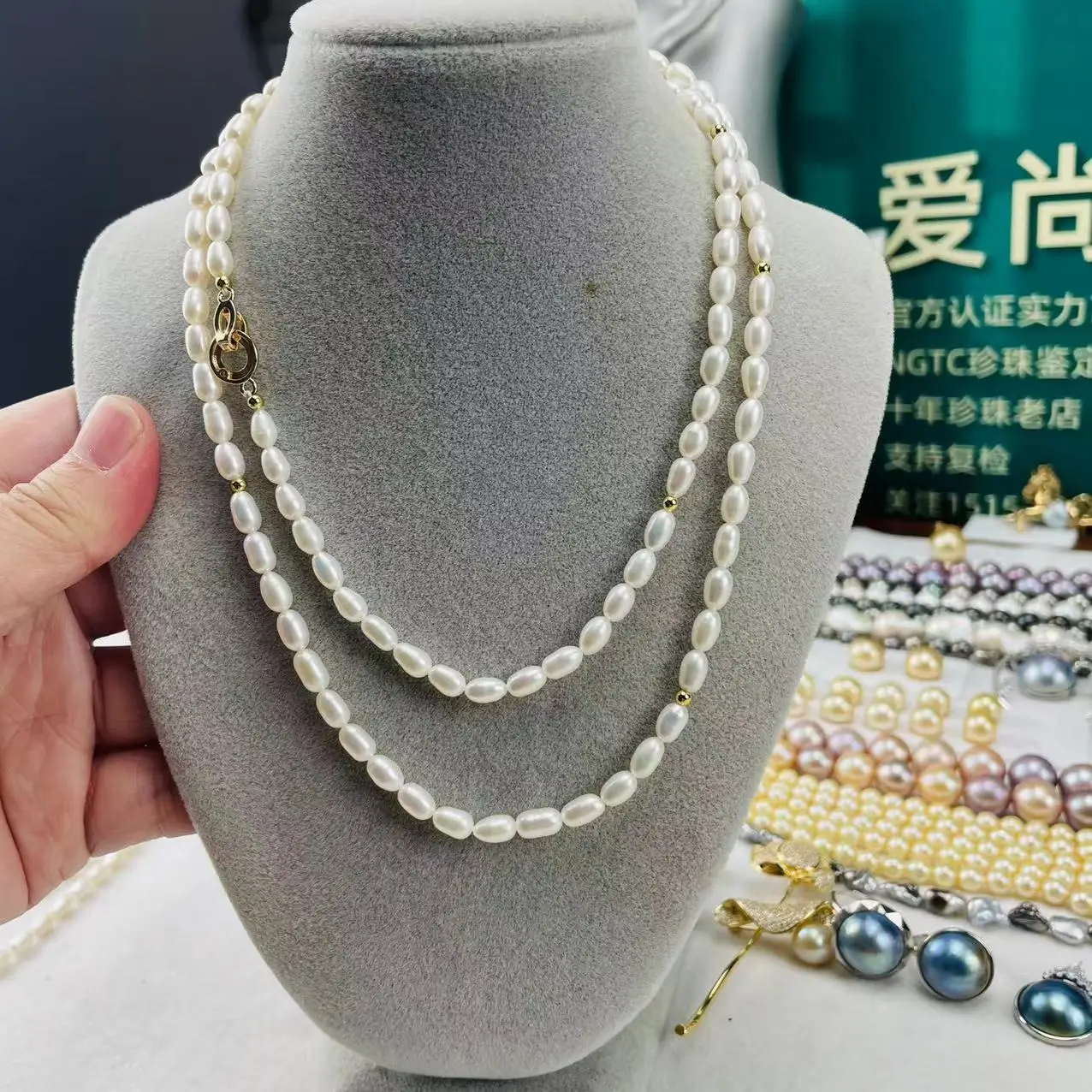 Hot sale 3style Real 5-6mm white freshwater pearl necklace 17