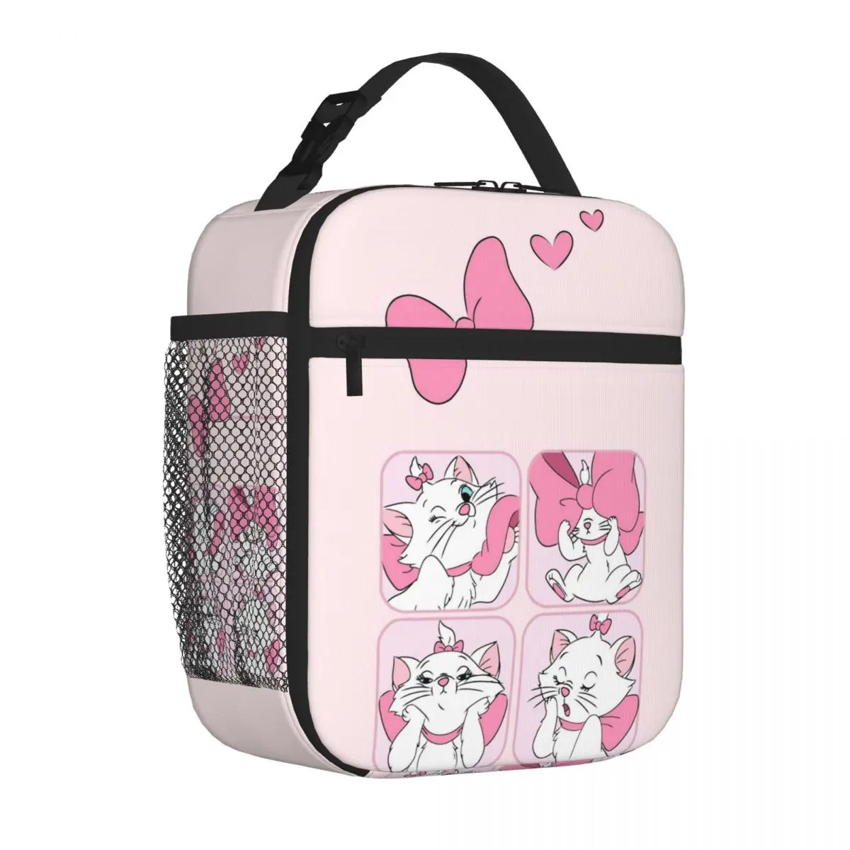 Pink Marie Cat Cute Insulated Lunch Bags Cooler Bag Reusable High Capacity Tote Lunch Box Food Handbags Beach Travel