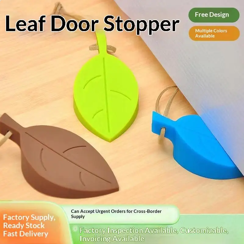 Leaves Shape Silicone Rubber Door Stop Stoppers Door Block Children Anti-Folder Hand Hotel Security Door Card Hanging